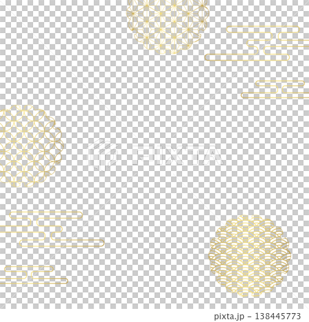 Japanese-style decorative frame, clouds, Japanese pattern, square size Japanese-style decorative frame, clouds, Japanese pattern, square size 138445773