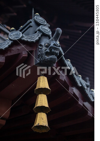 Ornate eaves of the Leifeng Pagoda located in Hangzhou, China. 138445805