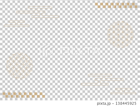 Japanese-style decorative frame, clouds, and Japanese patterns 138445925