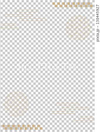 Japanese-style decorative frame, clouds, Japanese pattern, vertical orientation 138445927