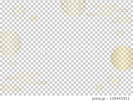 Japanese-style decorative frame, clouds, plum blossoms, and Japanese patterns Japanese-style decorative frame, clouds, plum blossoms, and Japanese patterns 138445951