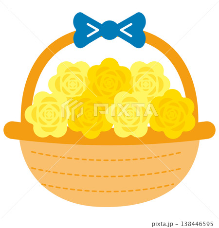 黄色いバラのバスケット 春のギフトイメージ 138446595