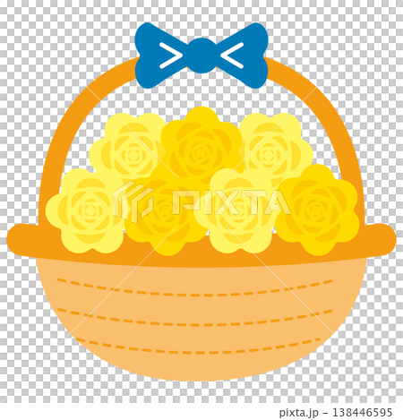 黄色いバラのバスケット 春のギフトイメージ 138446595