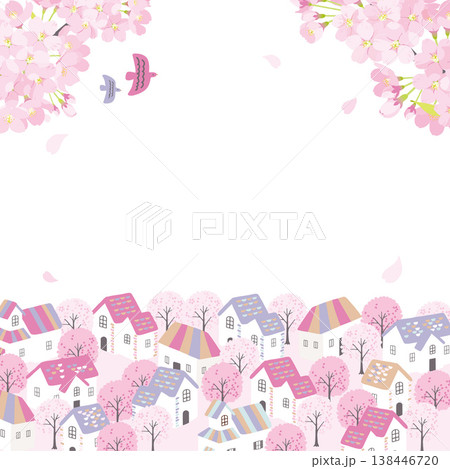 春の街並みイラスト 138446720