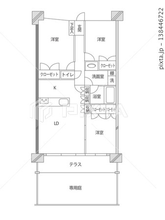 3LDKマンションの間取りイラスト 138446722