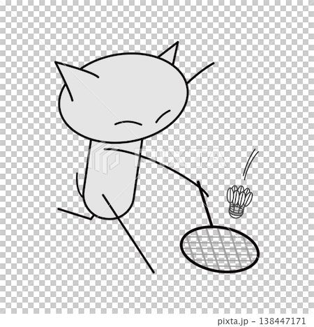 バドミントン！ドロップを拾う猫 138447171