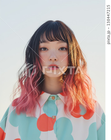 カラフルな髪の若い女性 138447215