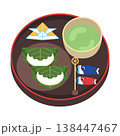 柏餅と抹茶の甘味セットのイラスト(端午の節句) 138447467