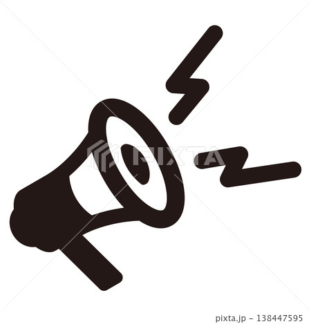 メガホンや拡声器のシンプル白黒アイコン 138447595