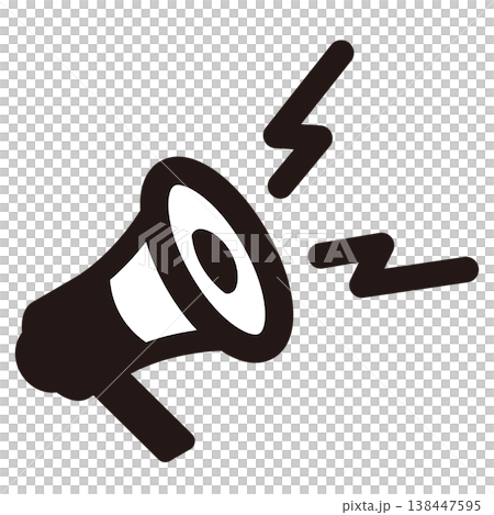 メガホンや拡声器のシンプル白黒アイコン 138447595