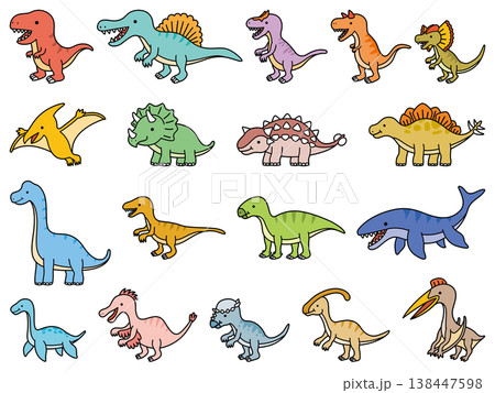 かわいい恐竜のイラストセット02 138447598