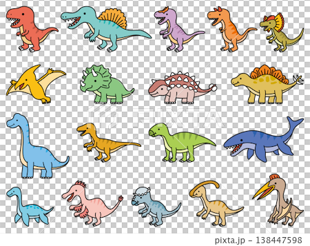 かわいい恐竜のイラストセット02 138447598