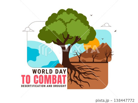 World Day To Combat Desertification and Drought Vector Illustration With Dry Cracked Soil Climate Change Awareness Environmental Protection Design World Day To Combat Desertification and Drought Vector Illustration With Dry Cracked Soil Climate Change Awareness Environmental Protection Design 138447772