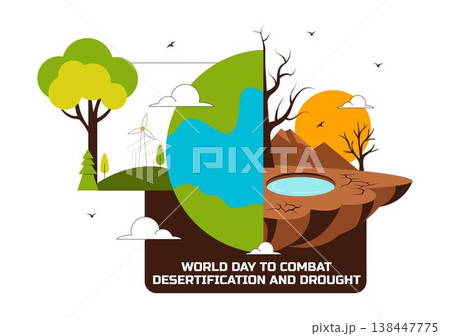 World Day To Combat Desertification and Drought Vector Illustration With Dry Cracked Soil Climate Change Awareness Environmental Protection Design World Day To Combat Desertification and Drought Vector Illustration With Dry Cracked Soil Climate Change Awareness Environmental Protection Design 138447775
