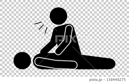 倒れている人に呼び掛ける人のピクトグラム 138448275