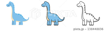 かわいいブラキオサウルスのイラスト 138448836