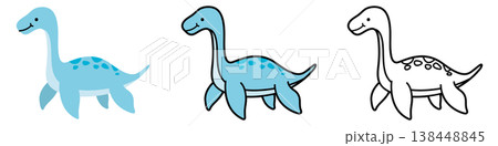 かわいいプレシオサウルスのイラスト かわいいプレシオサウルスのイラスト 138448845