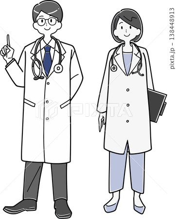 男性医師と女性看護師のペア 全身 138448913