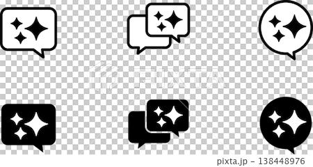 AI chat icon set: A fusion of speech bubbles and glitter designs; generated by AI prompt input. 138448976
