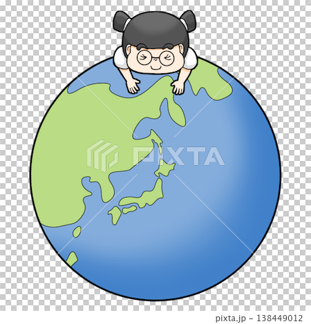 一個孩子騎在地球上 一個孩子騎在地球上 138449012