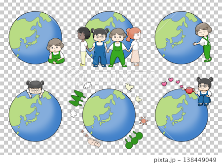 Earth and Children Illustration Set Earth and Children Illustration Set 138449049