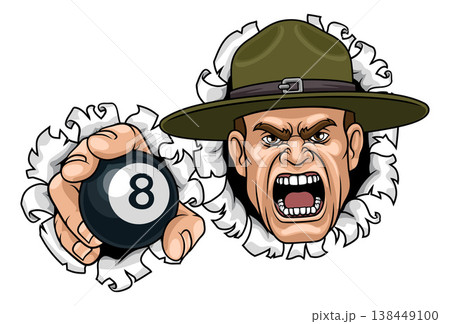 Drill Instructor Sergeant Billiards Pool Mascot Drill Instructor Sergeant Billiards Pool Mascot 138449100
