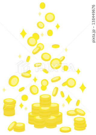 コインタワーと舞降るコイン フラット 138449676