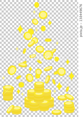 コインタワーと舞降るコイン フラット 138449676