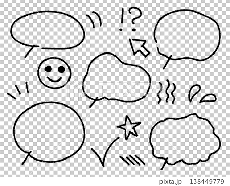 手描きの吹き出しと記号のイラストセット 手描きの吹き出しと記号のイラストセット 138449779