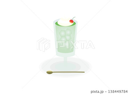 グラスに入った喫茶店のレトロなクリームソーダ 138449784