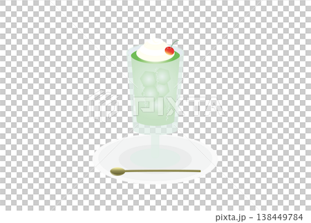 グラスに入った喫茶店のレトロなクリームソーダ 138449784