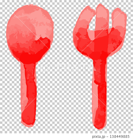 わんぱく水彩シリーズ｜スプーンとフォークのイラスト 給食 食育 幼稚園・保育園向け 138449885