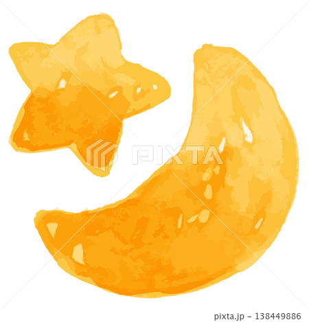 わんぱく水彩シリーズ｜月と星のイラスト 預かり保育 延長保育 幼稚園・保育園向け 138449886