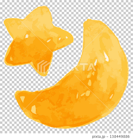 わんぱく水彩シリーズ｜月と星のイラスト 預かり保育 延長保育 幼稚園・保育園向け 138449886