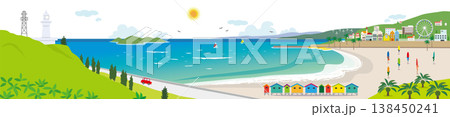 海辺の街の背景イラスト 138450241