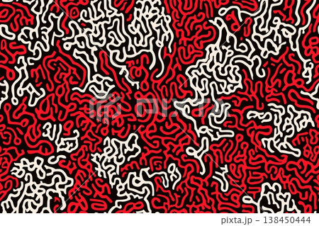 Abstract organic seamless pattern in red, black and white colors 138450444