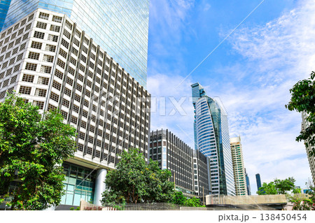 緑のあるビル街の風景 138450454