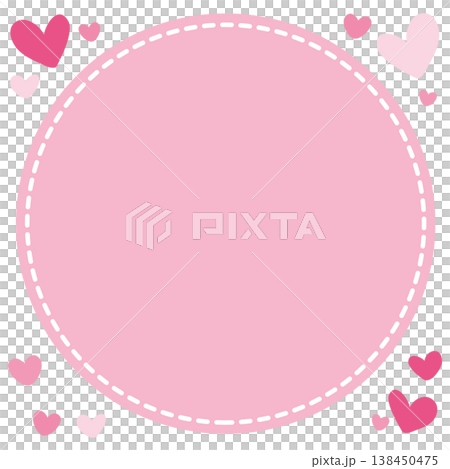 Love and gratitude - Valentine's Day and gift-giving - Circular frame adorned with pink hearts - perfect for SNS icons and labels 138450475