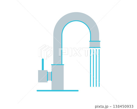 水道（水栓）のシンプルなイラスト グースネック 138450933