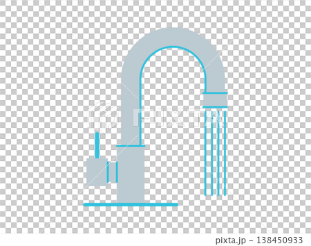 水道（水栓）のシンプルなイラスト グースネック 138450933