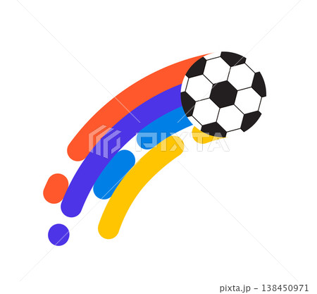 Colorful geometric soccer ball motion trail. World football championship illustrations and icons 138450971