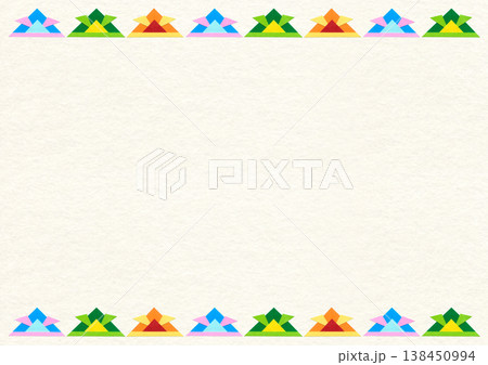 子どもの日 カラフル折り紙風かぶとの貼り絵イラスト 背景素材／横型A4 138450994