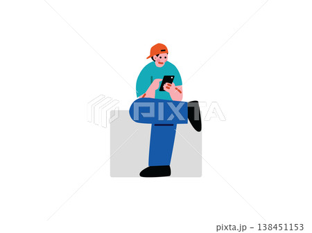スマホを操作する男性のイラスト 138451153