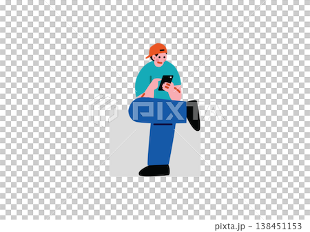 スマホを操作する男性のイラスト 138451153