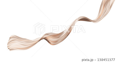 Luxury champagne silk fabric flowing isolated on white background 3D render 138451377