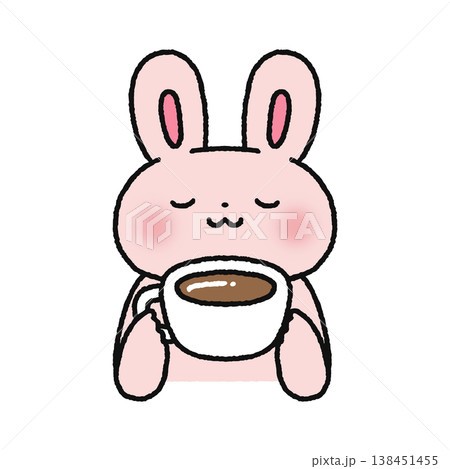 コーヒーを飲むウサギ 138451455