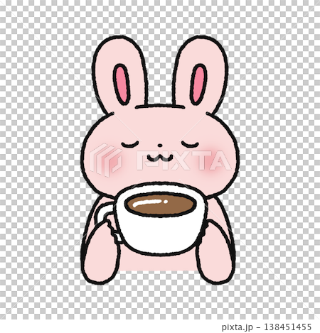 コーヒーを飲むウサギ 138451455