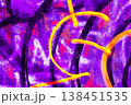 Purple Graffiti Wall with Yellow Spray Paint Tags 138451535
