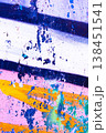 Graffiti Peeling Paint Texture on Urban Wall with Pink and Blue Spray Paint 138451541