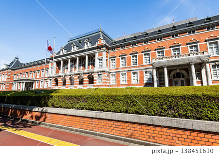 Building view of the Old Ministry of Justice in Chiyoda, Tokyo, Japan, also known as the Red-Brick Building.  It is the former headquarters of the Ministry of Justice. 138451610